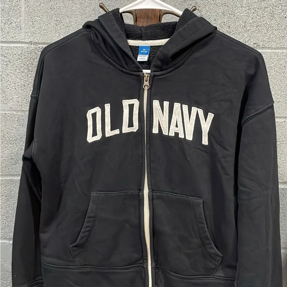 Old Navy Black and White Logo Hoodie